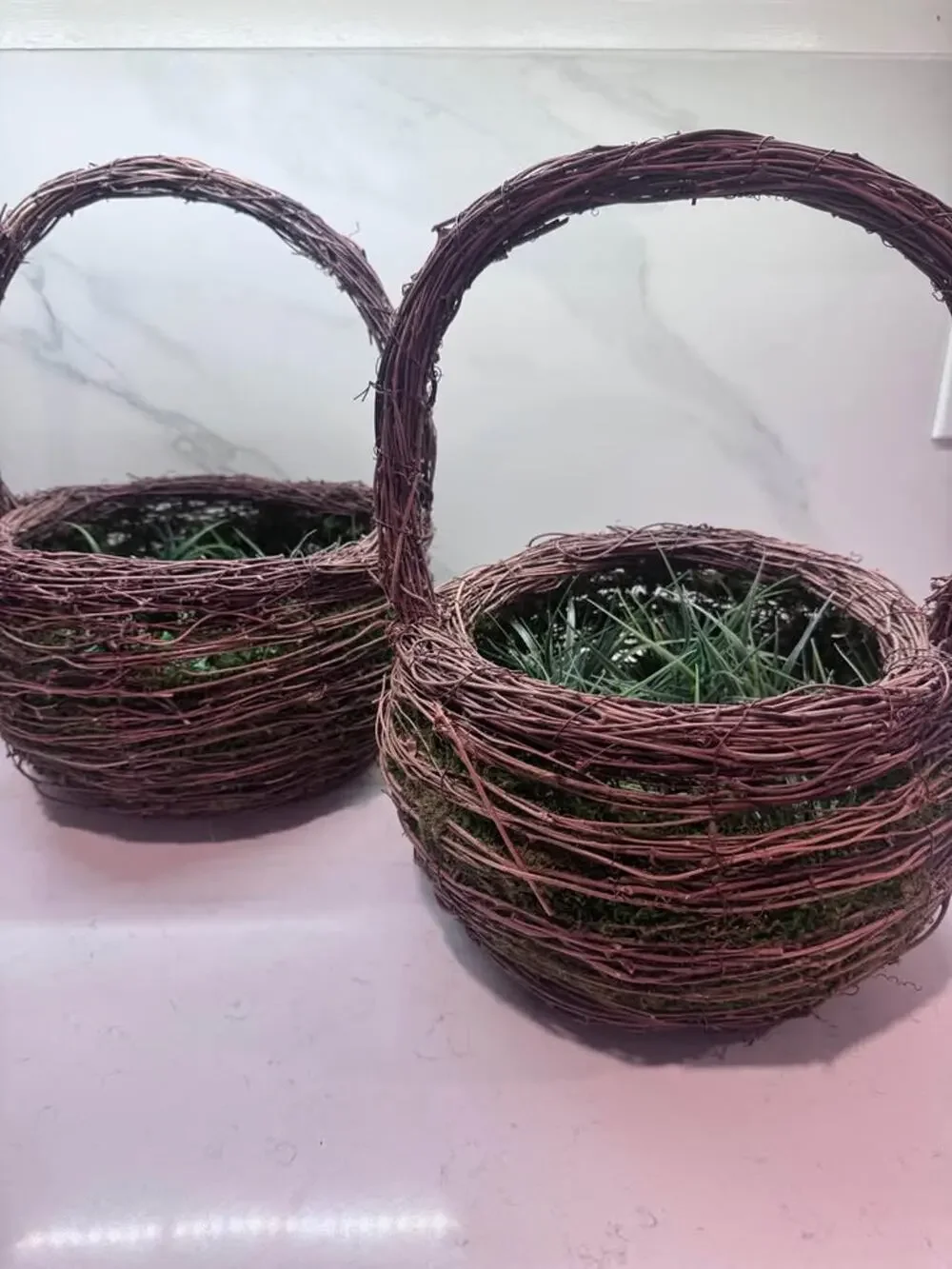 Set of 2 Rustic Twig Baskets